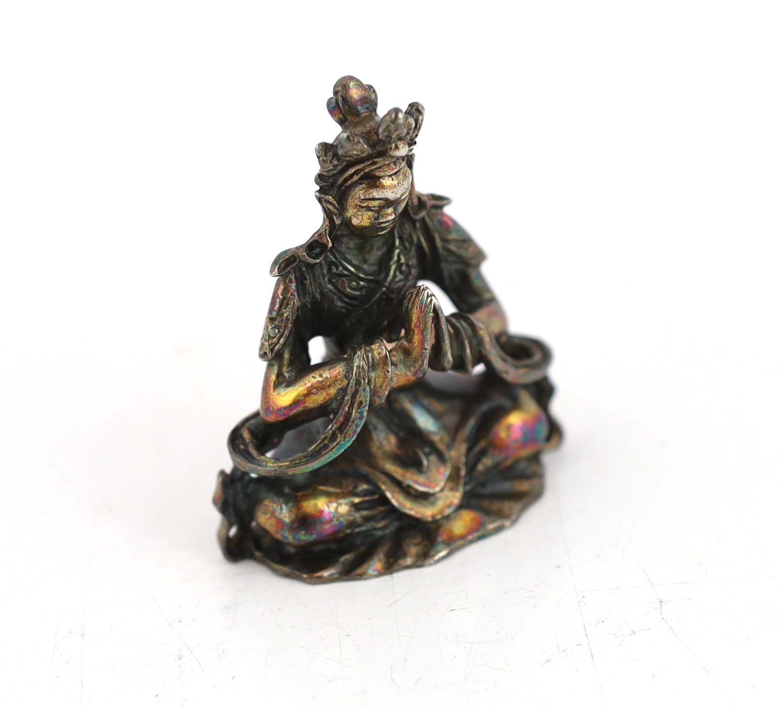 A Chinese miniature silver figure of a Bodhisattva, 18th/19th century